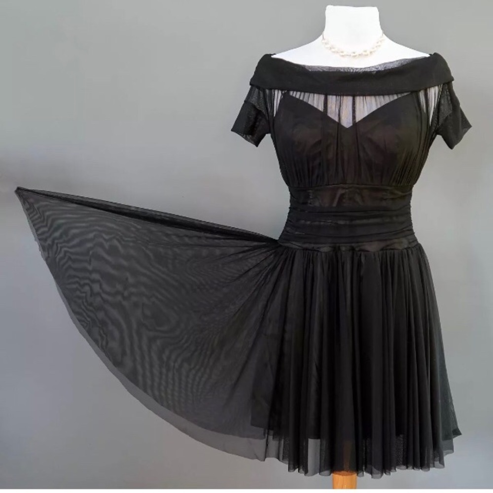 Black Tulle Retro Rockabilly Pinup Girl Dress